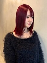 リアン(Lien)&nbsp;顔まわりカット/ミディアムレイヤー/透明感レッド
