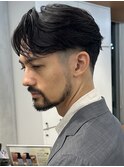 メンズセンターパートウルフセンターパートニュアンスパーマ襟足