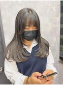 ダークパープルナチュラルショートミルクブラウンヘアアレンジ