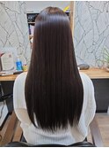 髪質改善カラーロングストレートブルーグレートーンダウン