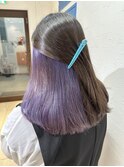 大人可愛いインナーカラーパープルラベンダー卵型美髪池袋