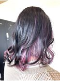 インナーカラーブルーブラック×ピンク