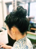 高目お団子ヘア　ドレスにも浴衣にも合います