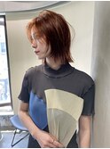 【小倉修也　レイヤークールボブ×オレンジブラウン】
