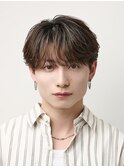 韓国ヘアニュアンスコンマバングセンターパートフェザーパーマ