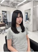 ミディアムレイヤー 縮毛矯正 ストレート 髪質改善 艶髪