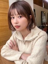 ラフ フロム ガーデン(Laf from GARDEN) ボブ/くびれヘア/アプリコットオレンジ/ハイライトカラー/韓国風