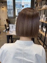 ラボヌールヘアーパルフェ 大宮西口店(La Bonheur hair parfait) 髪質改善ストレート切りっぱなしボブ × まろやかベージュ