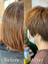 アークスヘアー&nbsp;オレンジべージュ★大人かわいい無造作カール×マッシュショート