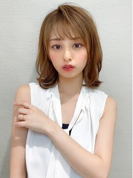 シルクレイ 吉祥寺店(Silk-lei) 大人かわいいフェザーバング小顔ボブマロンベージュ30代吉祥寺