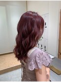 Say.ミディアムデジタルパーマチェリーブラウンワインレッド青山