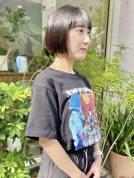 モク 神戸元町店(MOK) 【ミニボブ暗めカラー】安定のボブ！
