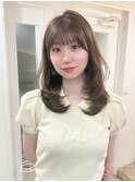大人ガーリー ダークアッシュ似合わせカットミディアムレイヤー