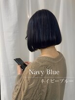 スイート ヘアデザイン(Suite HAIR DESIGN)&nbsp;切りっぱなしボブ ネイビーブルー 韓国ヘア タンバルモリ
