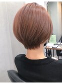 丸みボブ/20代/30代/ピンクベージュ