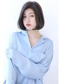 前髪パーマ　ワンカールで可愛い大人ボブ