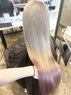 プラス ファースト ヘア(Plus 1st) グラデーションカラー×裾カラー×ホワイトピンクベージュ