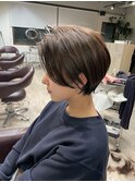 大人可愛い20代30代40代黒髪前下がりショートボブ丸みショート◎