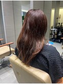 モーヴピンク　ボブ　ヘーゼルグレージュ　ストレートパーマ