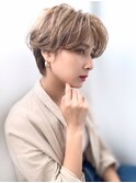 似合わせショート/細めハイライト/くすみベージュ/ショートボブ