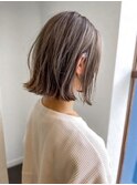  切りっぱなしボブレイヤーボブミルクティーベージュ20代30代