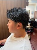 ツーブロック/アップバングショート/バーバースタイル/メンズ