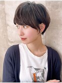 大人かわいい、耳掛け、小顔ショートボブ、ココアブラウン、銀座
