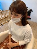 大人フロント/ミディアムヘア/ゆるウェーブ