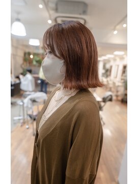 ユートゥイーズ つくば(U too e's) 《Utoo e's つくば美容室 》Wカラーで作るオレンジベージュ