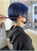 *滝田*ハンサムショートネイビーブルーケアブリーチ20代30代40代
