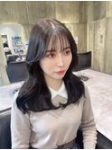 小顔カット セミロングヘア 前髪 韓国ヘア 顔まわり #2
