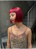 bibito 赤髪　ボブ　ミニボブ　ショート　ピンクレッド　