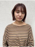 大人可愛い切りっぱなしボブブリーチなしピンクベージュ