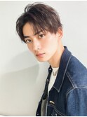 毛流れハンサムショートセンターパートメンズ黒髪爽やか