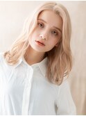 ハイトーンカラーホワイトブロンド金髪ミディアムY上尾20代30代
