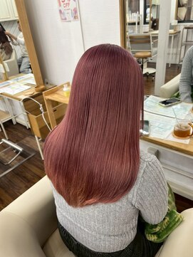 ユイマァル 倉敷店(YUIMARL) ツヤ髪20代30代40代ピンクカラーレイヤーカット