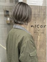ニコリヘアワークス(nicori hair works)&nbsp;ショート×ハイライト×外ハネ1