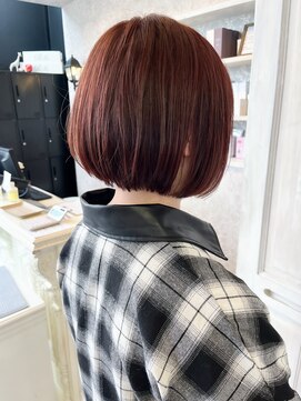 キャアリー(Caary) 福山人気髪質改善オレンジブラウンあごラインボブ内巻き20代艶髪