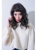 #黒髪#暗髪#ロング#巻き髪#ネイビー#グレージュ#カラー