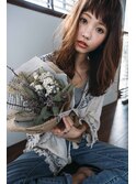ナチュナルバンクヘア 外巻きロング×柔らかブラウンカラー