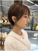 黒髪/ボブウルフ/ネビージュ/小顔/ワンレン/髪質改善/前髪