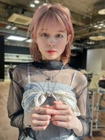 ランテルディ 渋谷(LANTERDIT)&nbsp;ケアブリーチ　ホワイトピンクカラー　シースルーバング　韓国風