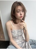マロンベージュ　ケアブリーチ　顔周りレイヤー　外はねロブ