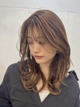 ファルベ(Farbe) くびれ アプリコットオレンジ 夏のヘアアレンジハイライトカラー