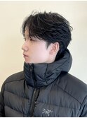 韓国フェザーショートブルーブラック10代20代30代
