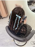 編み込みハートハーフツイン