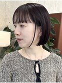 栄ラベンダー垢抜け丸みシルエットボブヘア　切りっぱなし