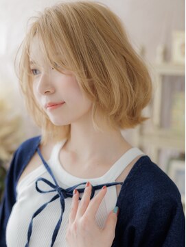 カバーヘア ブリス 北浦和(COVER HAIR bliss) ハッシュカットハイトーンカラー金髪ウルフボブA4北浦和20代30代