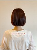 イメチェン小顔前髪×ボブ大人可愛いチェリーブラウン