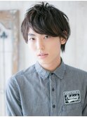 オーガニックカラー七三分け無造作パーマのミニウルフh仙台